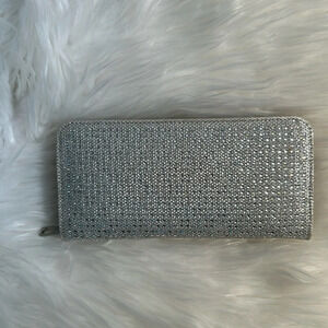 De blossom collection silver sparkle handbag Clutch removable wristlet